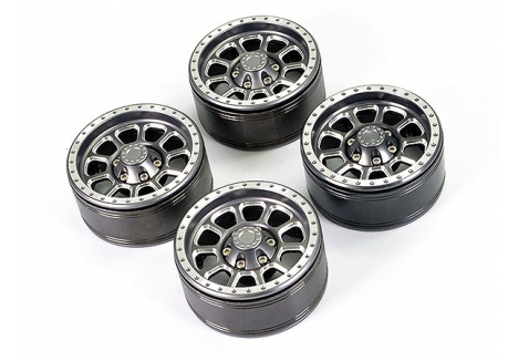 Fastrax Aluminium Beadlock Ten 1.9in RC Wheels 1/10 Titanium FAST0141T