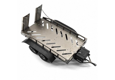 Fastrax Dual-Axle Trailer with Ramps and LEDs 1/12 to 1/18 Scale Titanium FAST2372MT