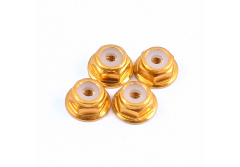 Fastrax M2 Gold Flanged Locknuts 4 Pack RC Locking Fasteners FTM2GF