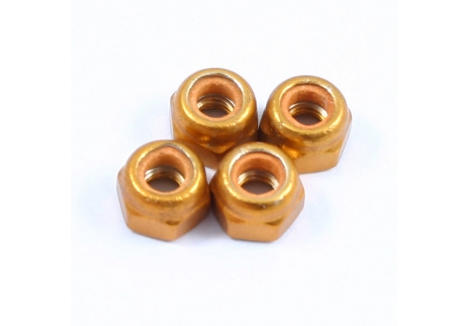 Fastrax M3 Gold Locknuts Nylon Locking Flanged Fasteners Pack of 4 FASTM3G