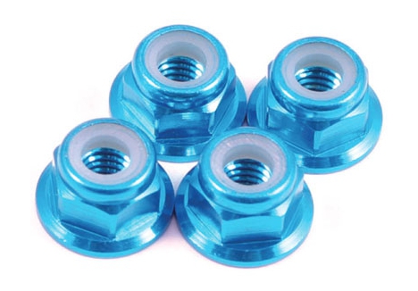 Fastrax M4 Aluminium Flanged Locknut Blue FTM4BF