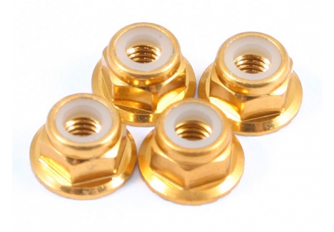 Fastrax M4 Aluminium Flanged Locknut Gold FTM4GF
