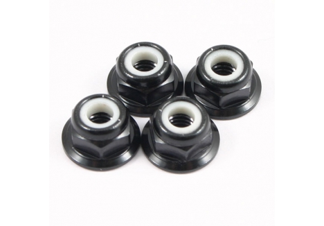 Fastrax M4 Black Flanged Locknuts RC Car Hardware Pack of 4 FTM4BKF