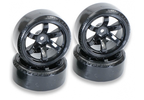 FTX Banzai Drift Tyre and Wheel Set 1/10 Scale 4pc Black FTX6599