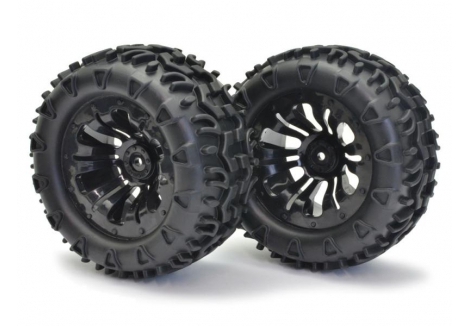 FTX Carnage Mounted Wheel Tyre Complete Pair 1/10 Scale 2.8 Inch Black FTX6310B
