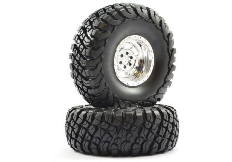 FTX Mauler 2.2 All Terrain Tyres Chrome Wheel 2pc FTX8766C