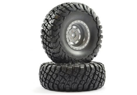 FTX Mauler 2.2 inch All-Terrain Pre-glued Tyres on Grey Wheels 1/10 RC Crawler FTX8766G