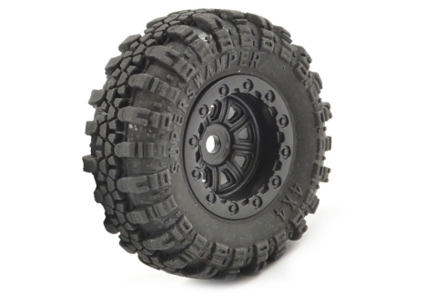 FTX Outback Mini Swamper Tyre and Wheel Set 1/24 Rock Crawler Black Four Pack FTX8859BK