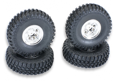 FTX Outback Mini X 2.0 Finder Mounted Tyres Chrome Wheels Set FTX9374C