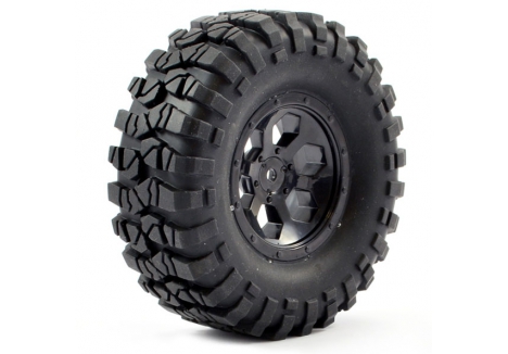 FTX Outback Pre-Mounted 6 Hex Tyres 1/10 Scale Rock Crawler Black FTX8170B
