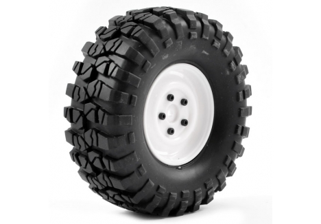 FTX Outback Pre-Mounted Steel Look Lug Tyre 1/10 Scale White 12mm Hex FTX8172W