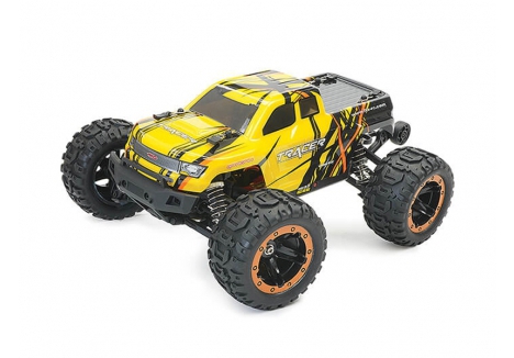 FTX Tracer Brushless 1/16 4WD Monster Truck RTR – Yellow – 3800kv Motor with Metal Dogbones, LED Lights, and Wheelie Bar – FTX5596Y