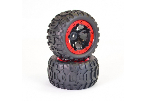 FTX Tracer Monster Truck Wheel Tyres Complete Red FTX9742R