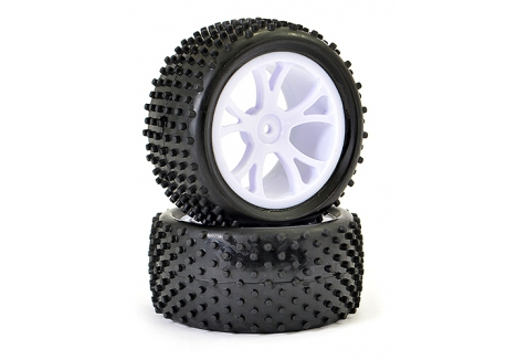 FTX Vantage Rear Buggy Tyre Mounted Wheels 1/10 Scale White 2.2 Inch Pair FTX6301W