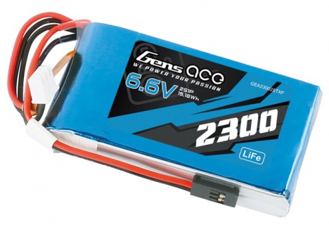 Gens Ace 2S 6.6V 2300mAh LiFe Transmitter Battery Futaba G2S2300-TX
