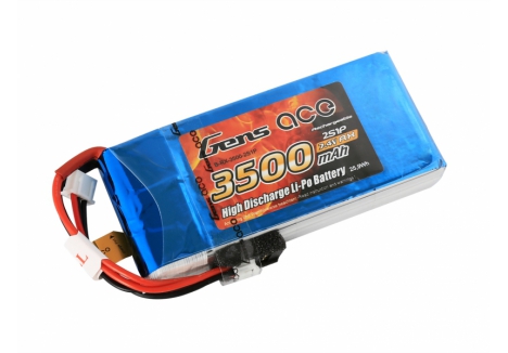 Gens Ace 2S 7.4V 3500mAh LiPo Receiver Battery Futaba Connector G2S3500-RX