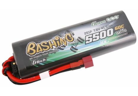 Gens Ace G-Tech 2S 7.4V 5500mAh 60C HV LiPo Battery Hard Case T-Type GTC2H5500-60T