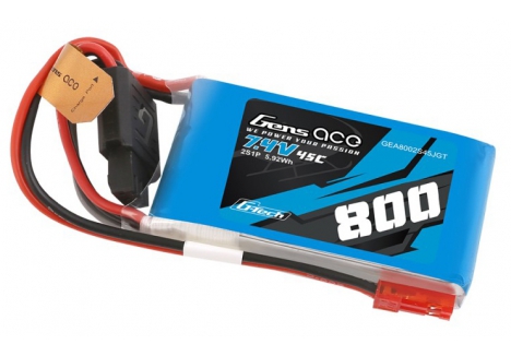 Gens Ace G-Tech 2S 7.4V 800mAh 45C LiPo Battery BEC GTC2S0800-45B