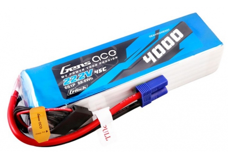 Gens Ace G-Tech 4000mAh 22.2V 6S 45C LiPo Battery EC5 O-GT6S4000-45E5