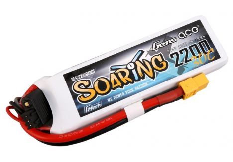 Gens ace G-Tech LiPo RC Battery 2S 7.4V 2200mAh 30C XT60 O-GT2S2200-30X6