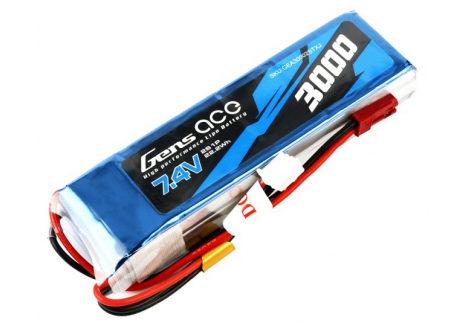 Gens Ace Li-Po 2S 7.4V 3000mAh Transmitter Battery with BEC Connector O-G2S3000-TX