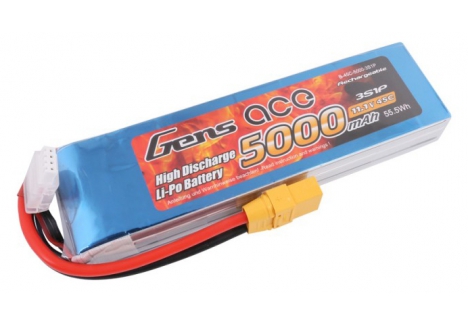 Gens Ace LiPo Battery 3S 11.1V 5000mAh 45C XT90 RC O-G3S5000-45X9