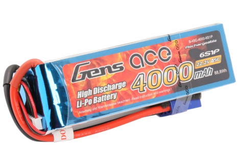 Gens Ace LiPo Battery 6S 22.2V 4000mAh 45C RC Helicopter O-G6S4000-45E5