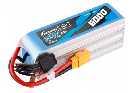 Gens Ace LiPo G-Tech 6S 22.2V 6000mAh 60C RC Battery XT90 O-GT6S6000-60X9