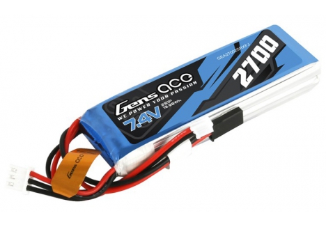 Gens Ace Receiver LiPo Battery 2S 7.4V 2700mAh Futaba Connector O-G2S2700-RX