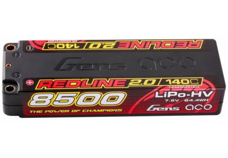 Gens Ace Redline 2.0 2S 7.6V 8500mAh 140C Hardcase LiPo Battery O-GC2H8500-140T