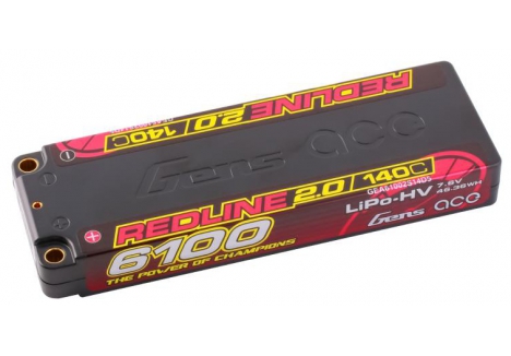 Gens Ace Redline 2S 7.6V 6100mAh 140C Hardcase LiPo RC Battery O-GC2H6100-140G5