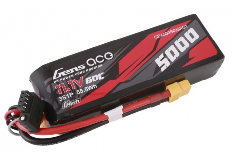 GENSACE Li-Po Car G-Tech 3S 11.1V 5000mAh 60C with XT60 O-GTC3S5000S-60X6