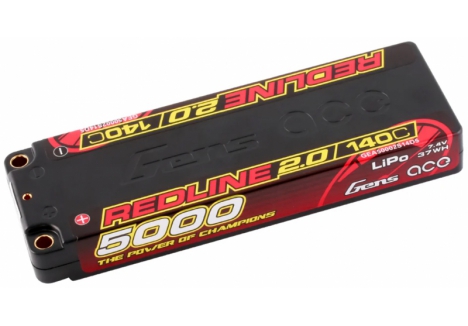 GENSACE Li-Po HV Car Hard Case 2S 7.6V 5000mAh 140C RL2 5mm O-GC2S5000-140T