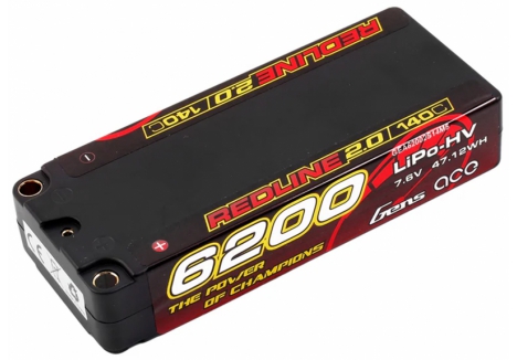 GENSACE Li-Po HV Car Hard Case 2S1P 7.4V 6200mAh 140C RL2 with 5mm O-GC2H6200-140G5