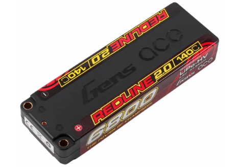 GENSACE Li-Po HV Car Hard Case 2S1P 7.4V 6800mAh 140C RL2 with 5mm O-GC2H6800-140G5