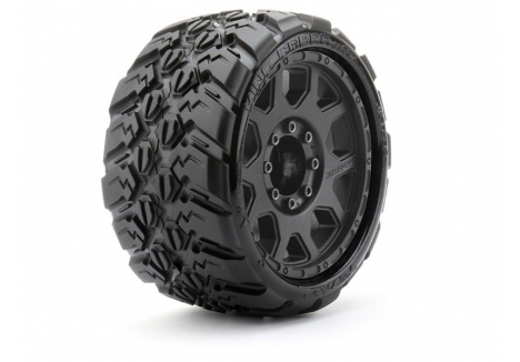 Jetko EX King Cobra LP Belted Tyres Mounted on 3.8 Black Wheels - 17mm (2) JK1602CB