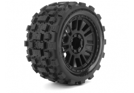 Jetko EX Tyre MT Slick Super Sonic Belted 3.8 Black Wheel 12mm 17mm (2) JK1904CB