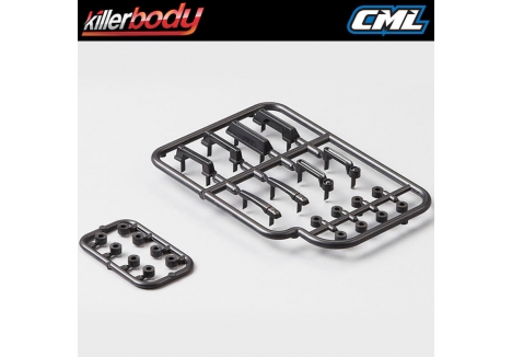 Killer Body Black Plastic Door Handle Set 1/10 Scale RC Car Four Pairs KB48236