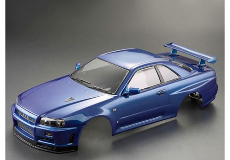 KillerBody Nissan Skyline R34 1/10 195mm RC Car Body Blue KB48716