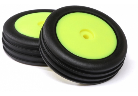 LOS Wide Body Rib, Front, Mounted Tires, Yellow (2): Mini B Z-LOS41048