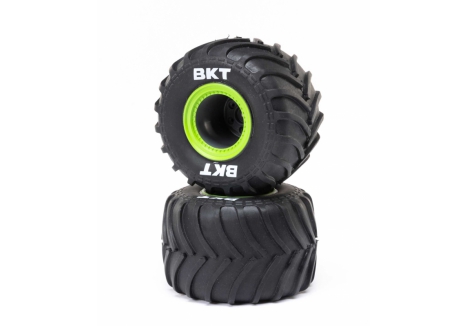 Losi 1/18 Mini LMT Pre-mounted MT Tyres Green Beadlock Wheels LOS41045