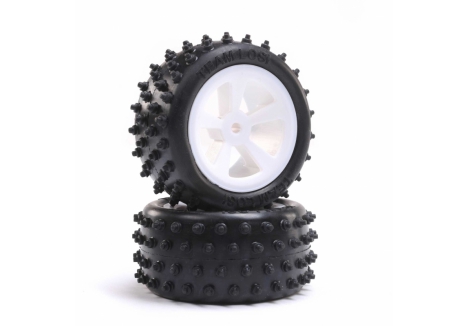 Losi 4 Row Rear Tires Mounted White Mini JRX2 1/16 Scale RC Buggy Z-LOS41024