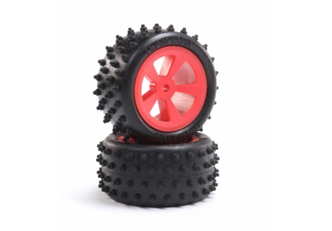 Losi 4 Row Rear Tyres Mounted Red for Mini JRX2 RC Buggy Z-LOS41023