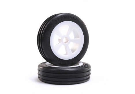 Losi Mini JRX2 Rib Front Tires Mounted White 1/16 Scale RC Buggy Tyres Z-LOS41021
