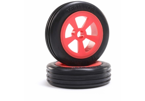 Losi Rib Front Tires Mounted Red 2 Pieces 1/16 Mini JRX2 RC Buggy Z-LOS41020