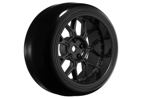 Louise RC 1/10 Drift Wheels 14-Spoke Gloss Black with Tyres LNHA566T