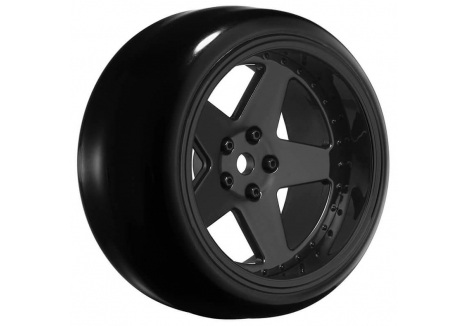Louise RC 1/10 Drift Wheels 5-Spoke Gloss Black Adjustable Offset with Tyres LNHA565T