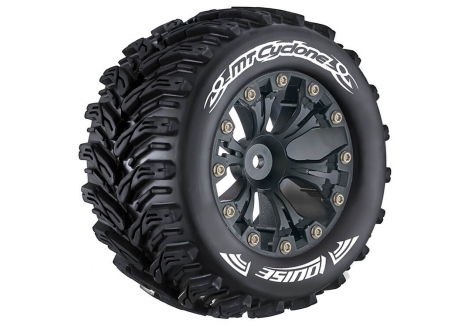 Louise RC MT-Cyclone 1/10 Soft Compound Pre-Glued Tyres Black 12mm Hex L-T3226SB
