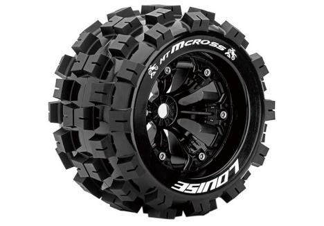 Louise RC MT-MCROSS 1/8 Monster Truck Tyre and Wheel Set Black L-T3276B