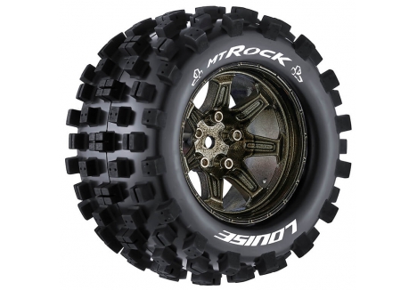 Louise RC MT-Rock 1/10 Monster Truck Soft Compound Tyres Black Chrome 14mm Hex L-T3275SBCM